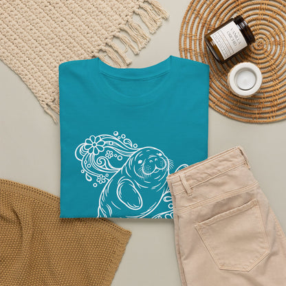 Groovy Manatee in Psychedelic Waves T-Shirt