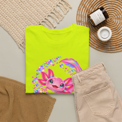 Bubblegum Axolotl in Rainbow Bubbles T-Shirt