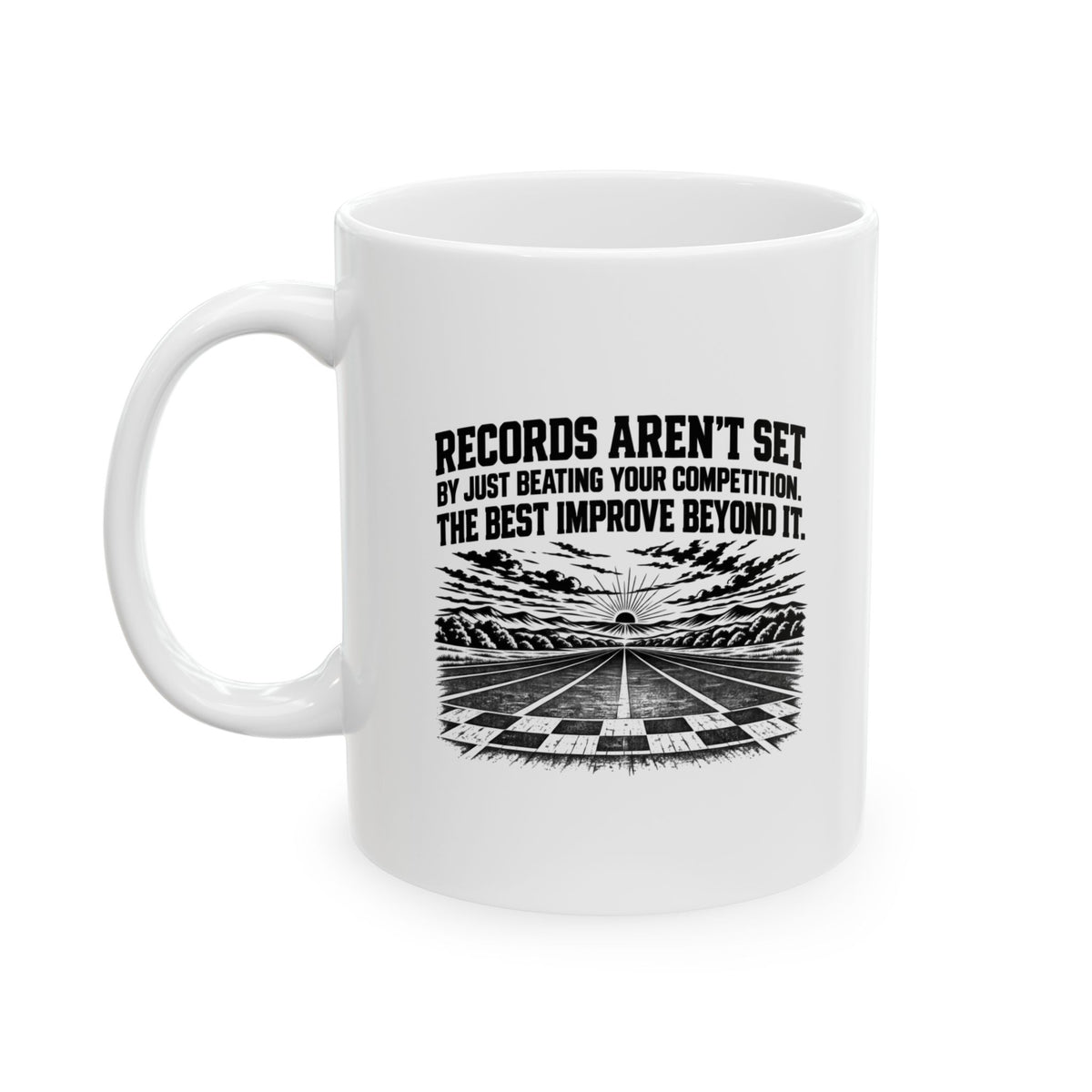 Beyond the Competition – Vintage Racing Ceramic Mug, 11 oz | 047a
