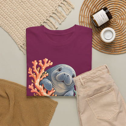 Chubby Mermaid Coral Curiosity Manatee T-Shirt