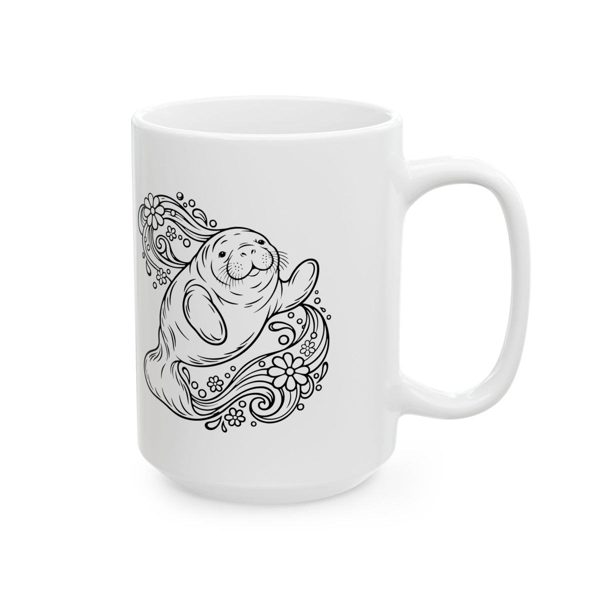 Groovy Manatee in Psychedelic Waves Mug