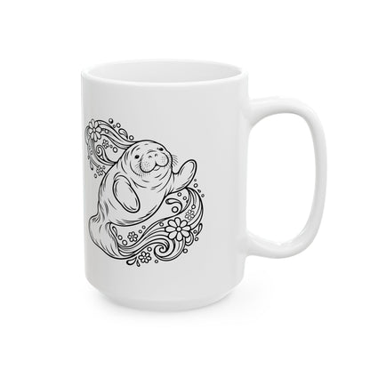 Groovy Manatee in Psychedelic Waves Mug