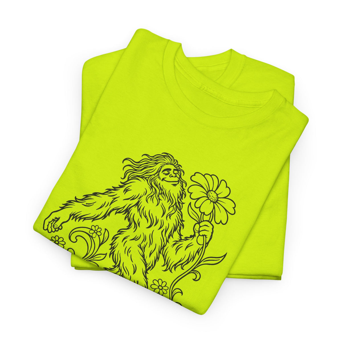 Swaying Sasquatch with a Flower T-Shirt