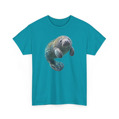 Curled Manatee in Turquoise Light T-Shirt