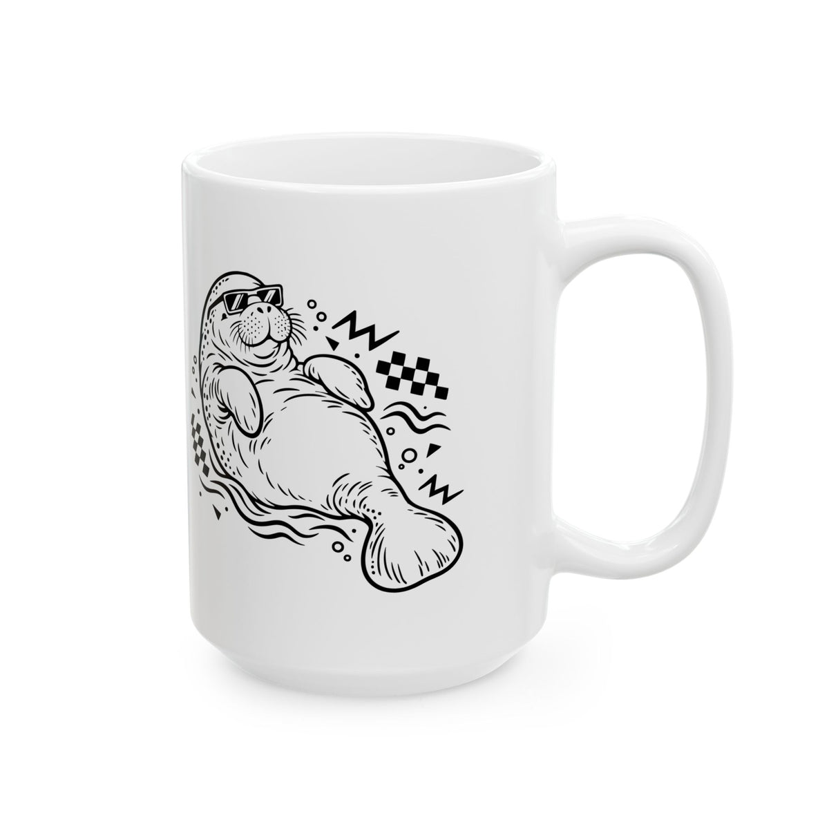 Retro floating manatee mascot Mug