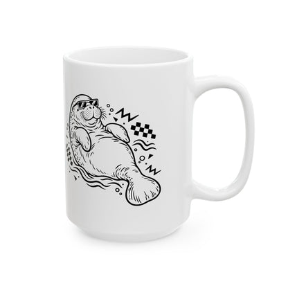 Retro floating manatee mascot Mug