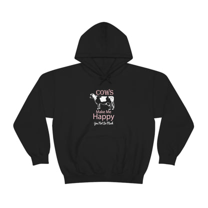 Cow Happy - Heavy Hooded Sweatshirt