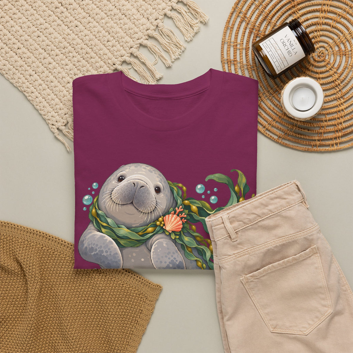 Chubby Mermaid Cozy Kelp Scarf Manatee T-Shirt