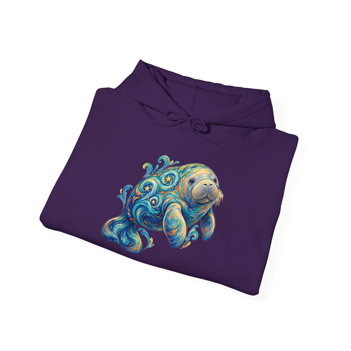 Swirling Moon-Tide Manatee Pullover Hoodie