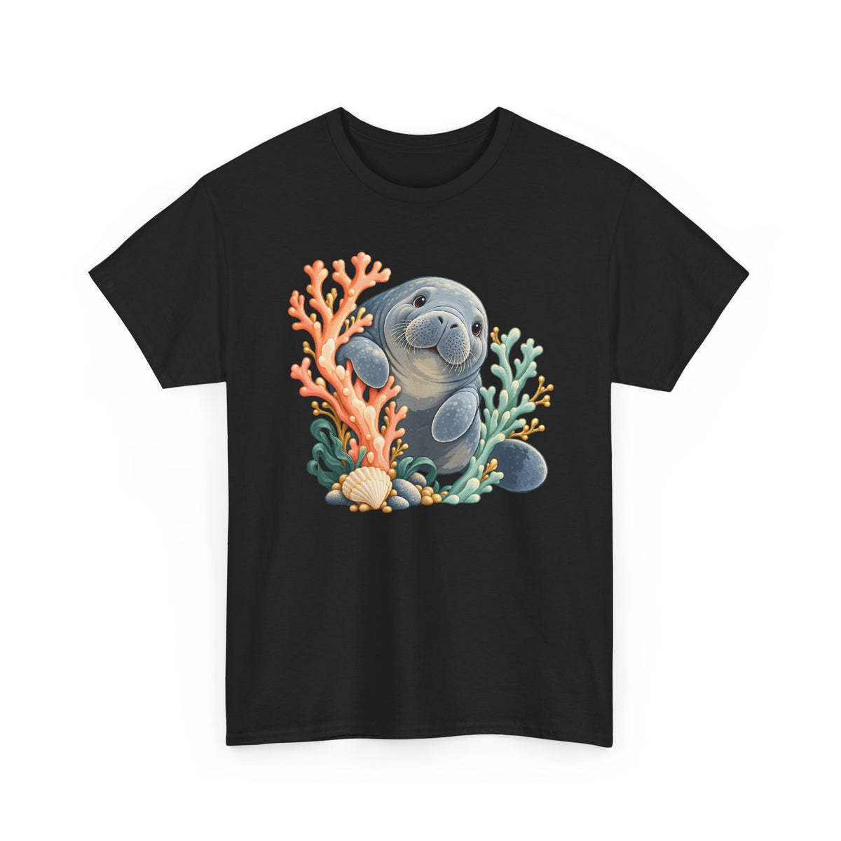 Chubby Mermaid Coral Curiosity Manatee T-Shirt