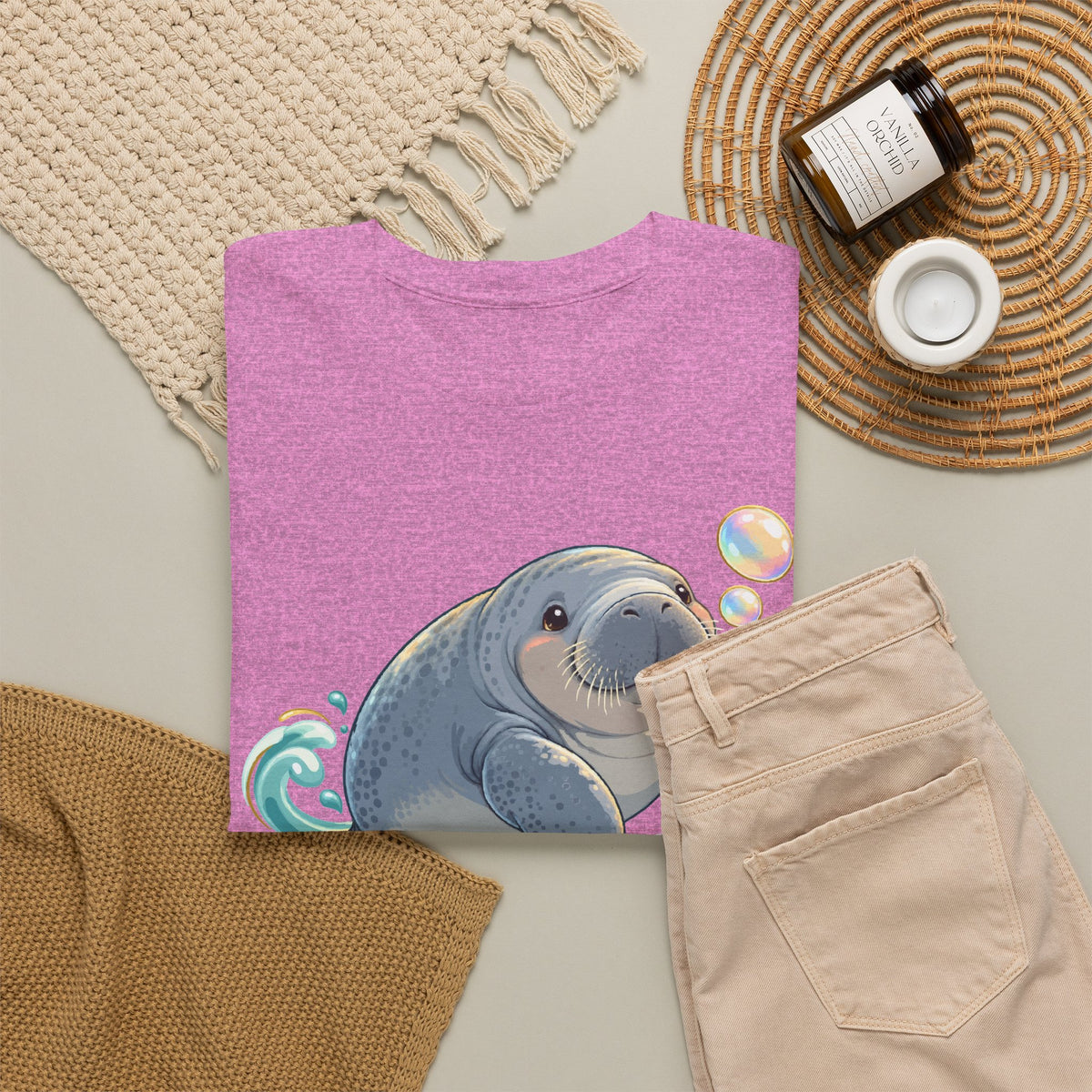 Chubby Mermaid Bubble Wishes Manatee T-Shirt