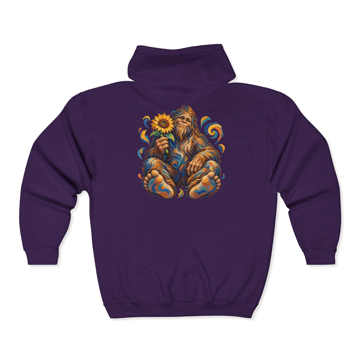 Sunflower Rest with a Shaggy Bigfoot Zip-Up Hoodie
