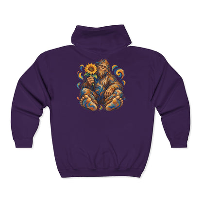 Sunflower Rest with a Shaggy Bigfoot Zip-Up Hoodie