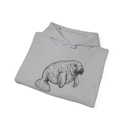 Slow Water Manatee Engraving Pullover Hoodie