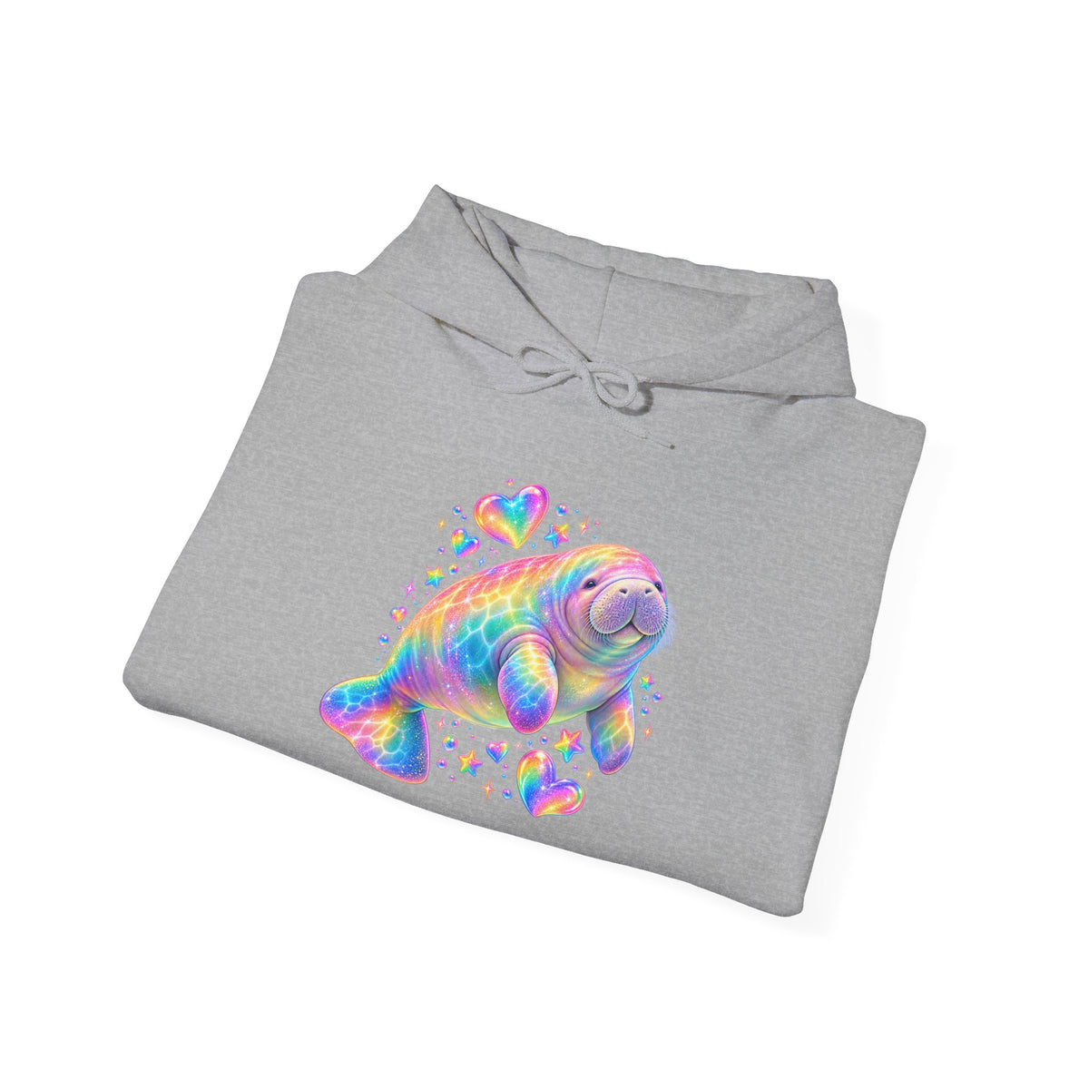 Rainbow manatee hearts and stars Pullover Hoodie