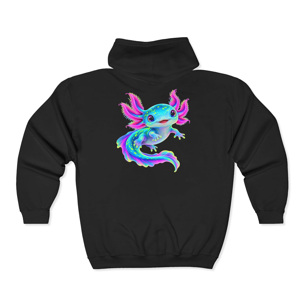 Electric Axolotl in Motion Zip-Up Hoodie