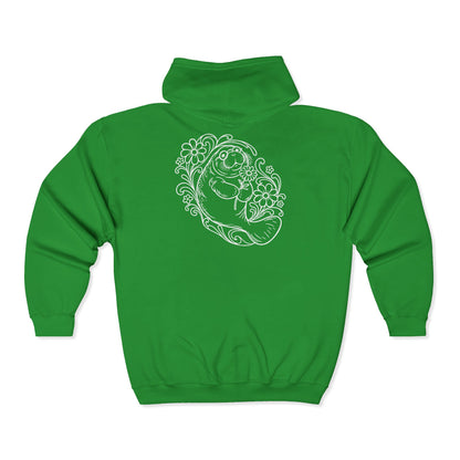 Groovy Spectacled Manatee with Daisy Zip-Up Hoodie