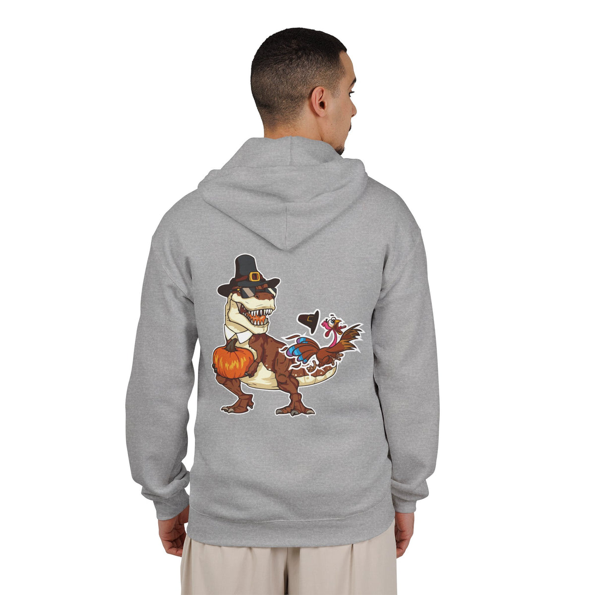 Thanksgiving T-Rex Gildan 18600 Zip-Up Hoodie