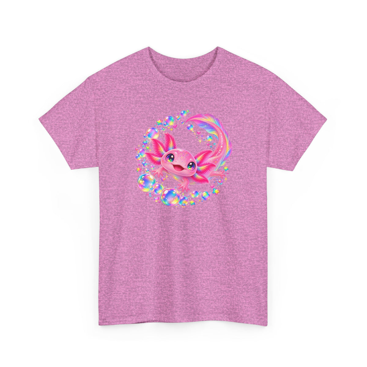 Bubblegum Axolotl in Rainbow Bubbles T-Shirt