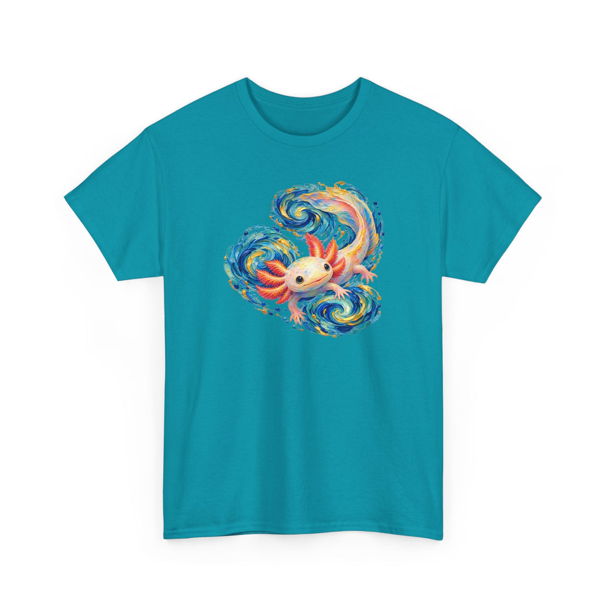 Swirling Axolotl in Turquoise Currents T-Shirt