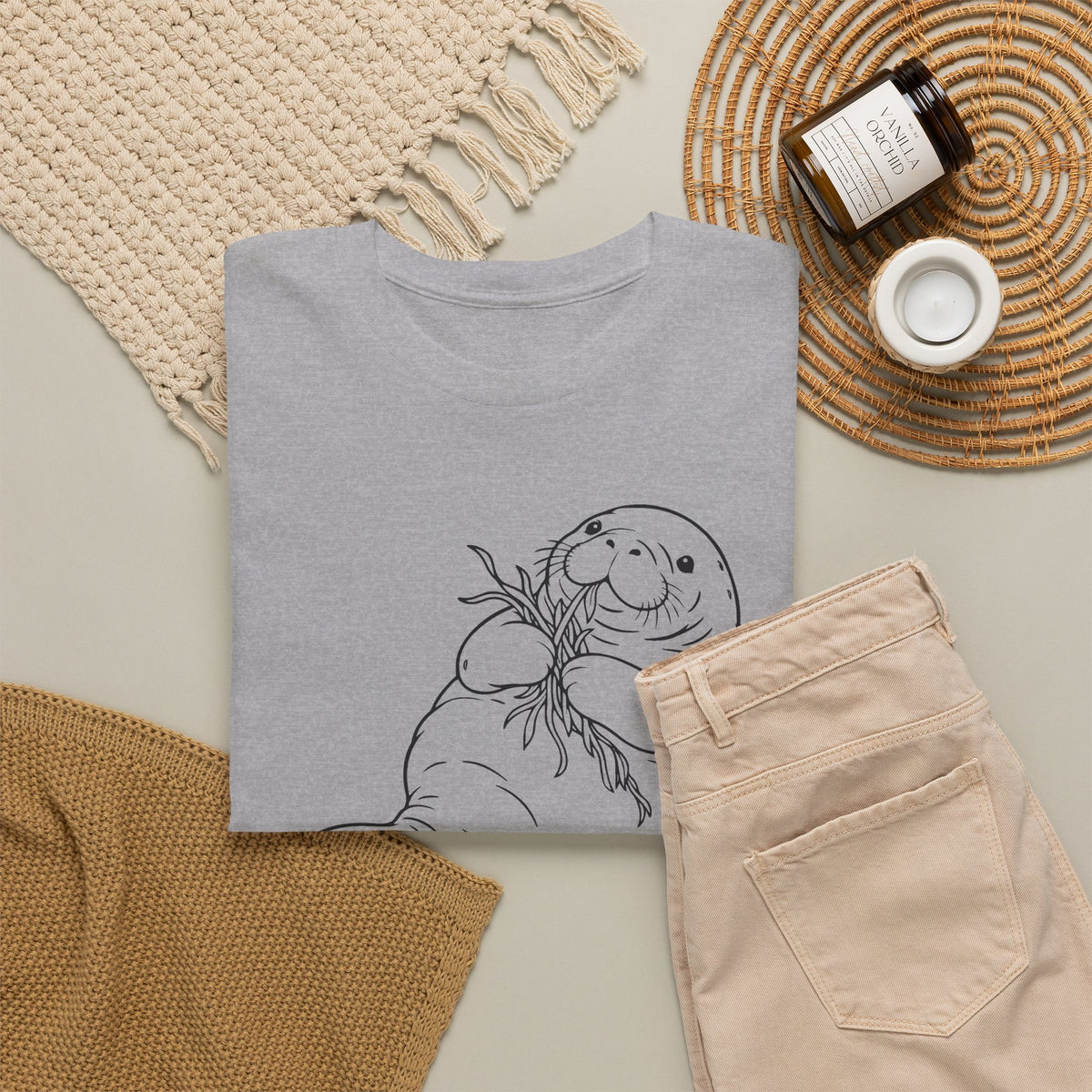 Chubby Mermaid Seagrass Snacker Manatee T-Shirt