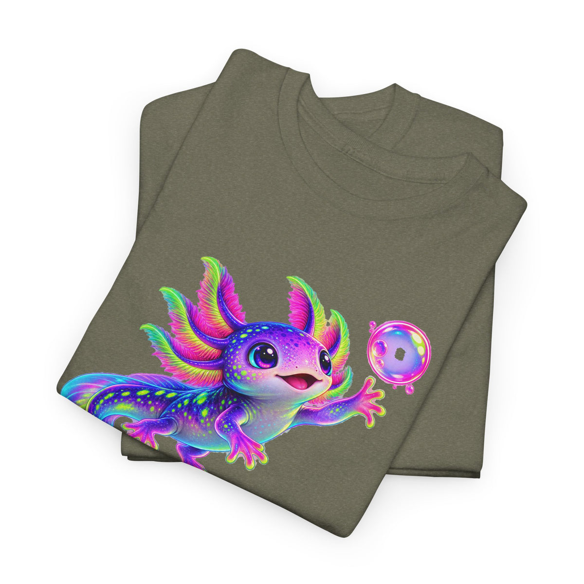 Neon Axolotl Reaching for a Bubble T-Shirt