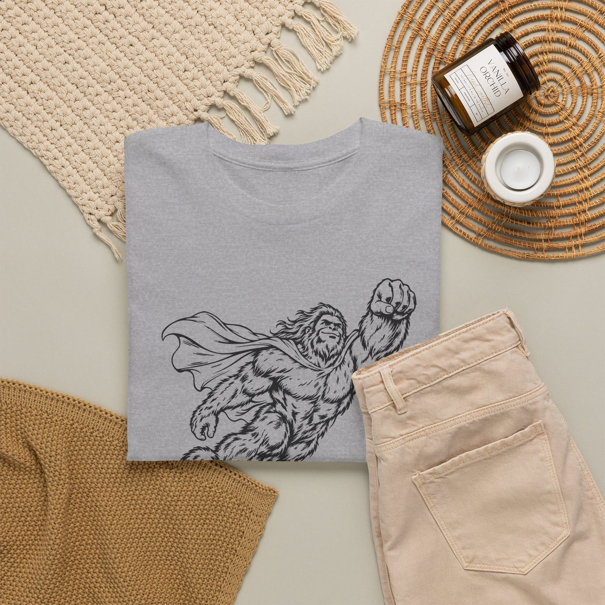 Soaring Cape-Wearing Sasquatch T-Shirt
