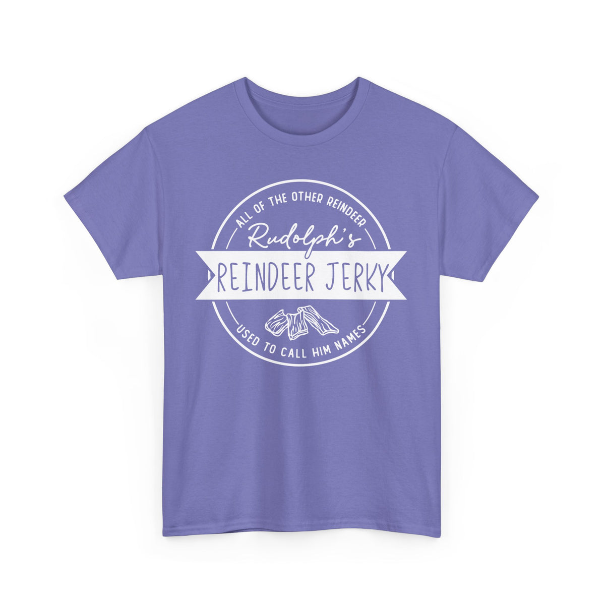 Rudolph’s Reindeer Jerky T-Shirt | Christmas Humor – White Ink