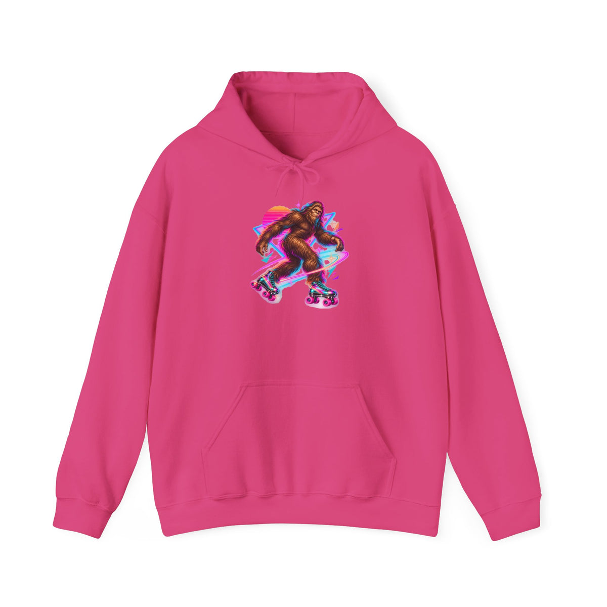 Neon Bigfoot on Roller Skates Pullover Hoodie