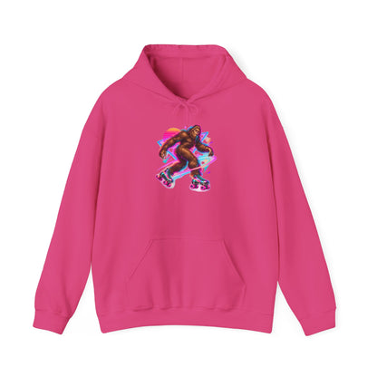 Neon Bigfoot on Roller Skates Pullover Hoodie