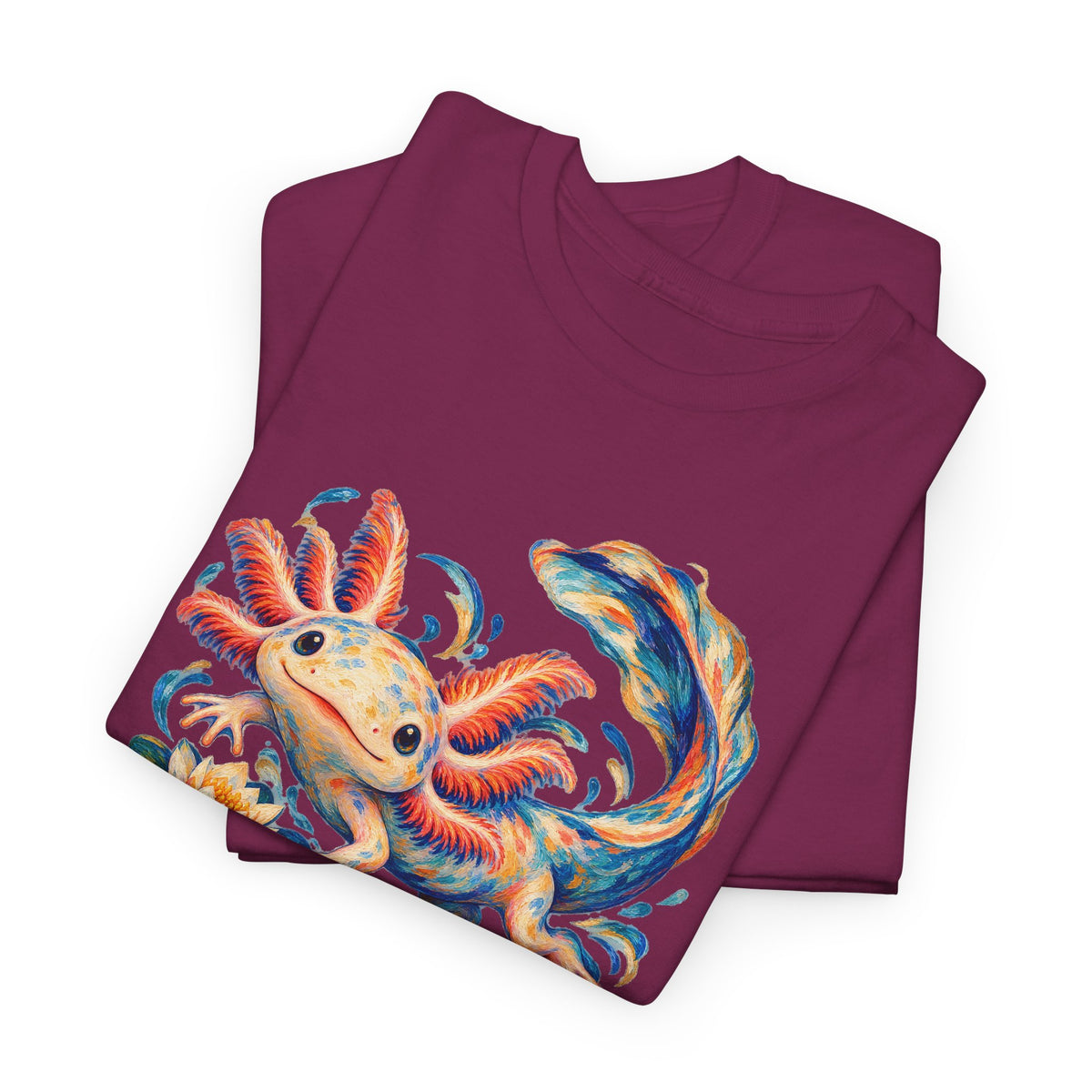 Swirling Axolotl and Lily Bloom T-Shirt