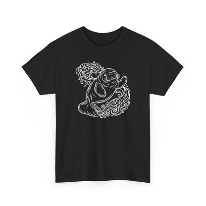 Groovy Manatee in Psychedelic Waves T-Shirt