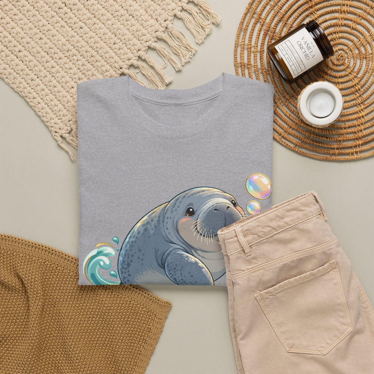Chubby Mermaid Bubble Wishes Manatee T-Shirt