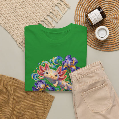 Axolotl Among Swirling Purple Irises T-Shirt