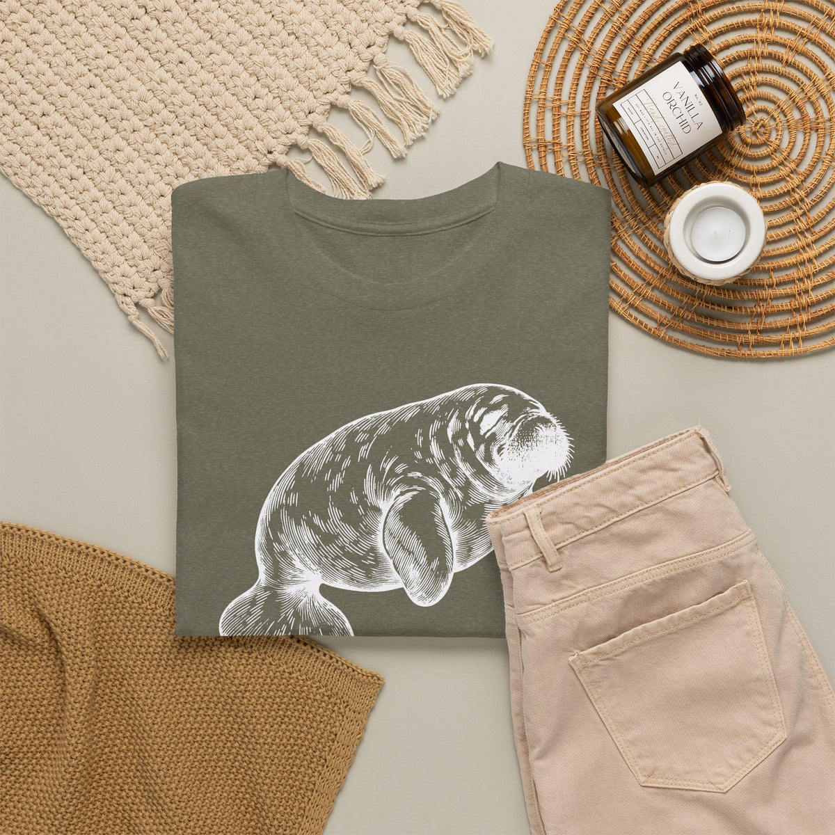 Slow Water Manatee Engraving T-Shirt