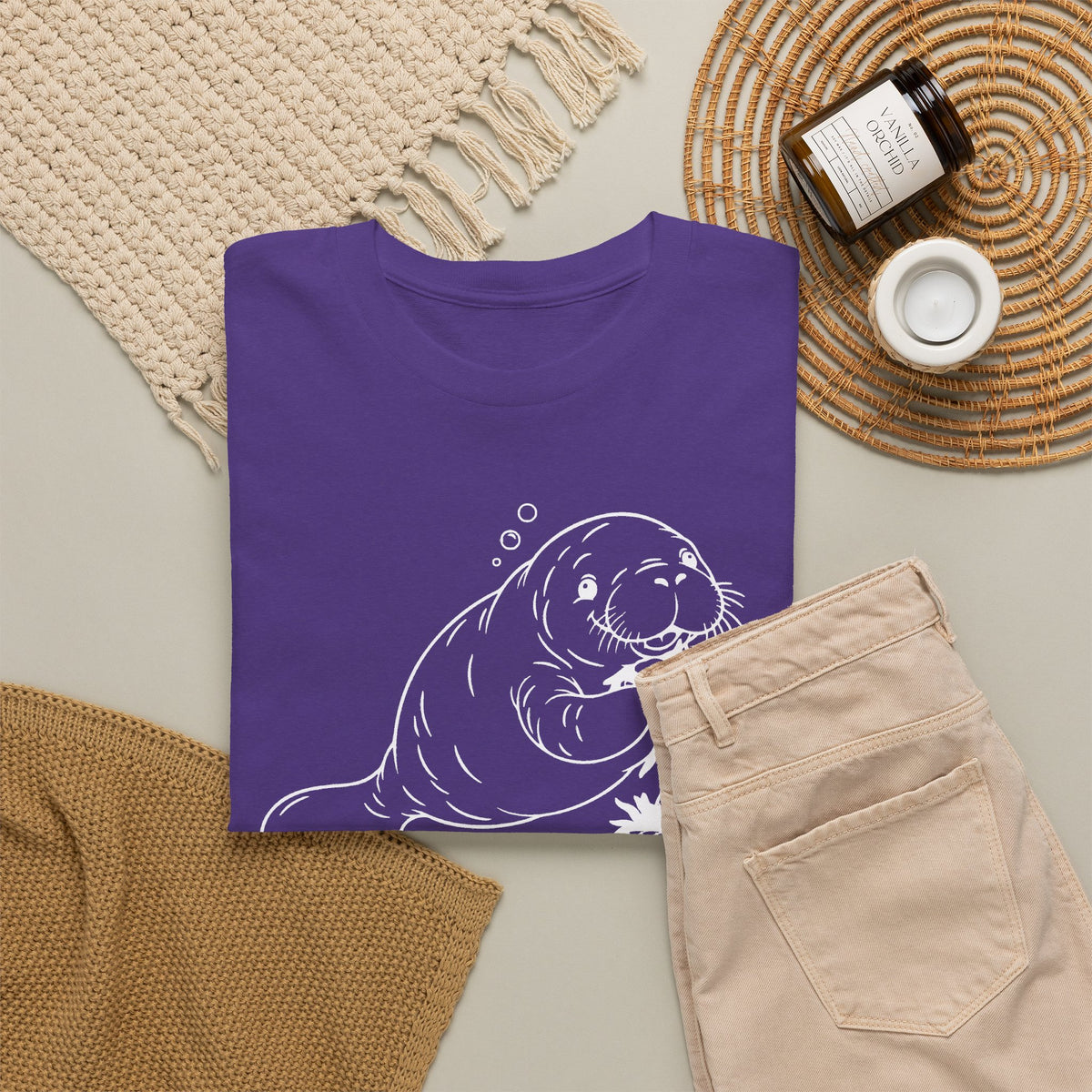 Chubby Mermaid Picnic Paddle Manatee T-Shirt
