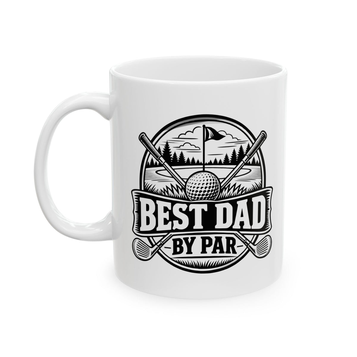 Best Dad by Par – One-Color Ceramic Mug, 11 oz | 042a