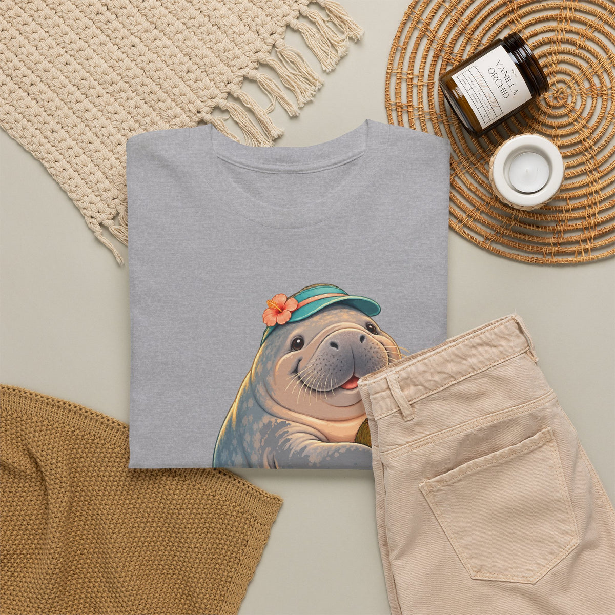Chubby Mermaid Tropical Day Off Manatee T-Shirt