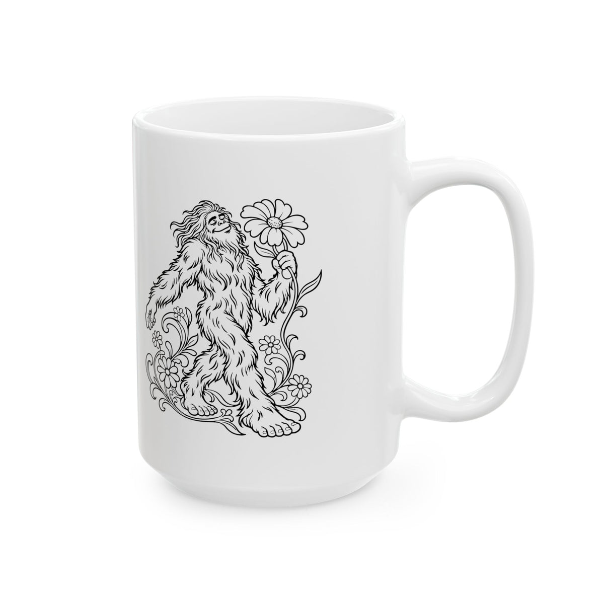 Swaying Sasquatch with a Flower Mug