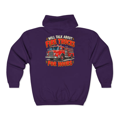 Will Talk About Fire Trucks – Gildan 18600 Zip-Up Hoodie | 020