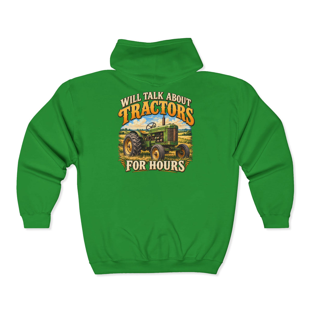 Will Talk About Tractors – Gildan 18600 Zip-Up Hoodie | 015