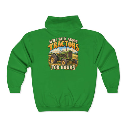 Will Talk About Tractors – Gildan 18600 Zip-Up Hoodie | 015