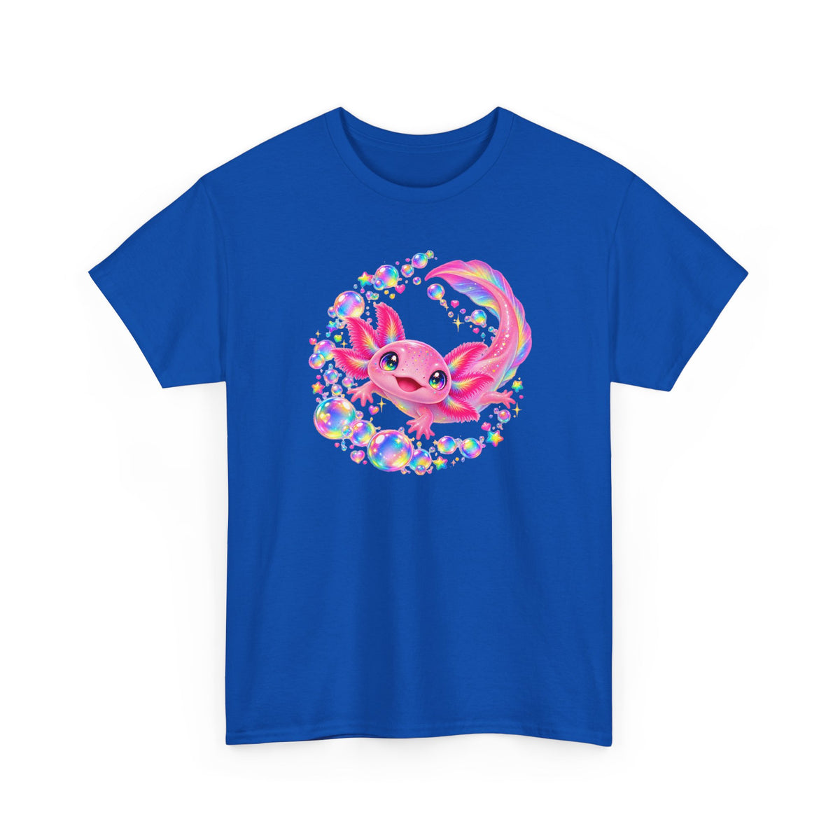 Bubblegum Axolotl in Rainbow Bubbles T-Shirt
