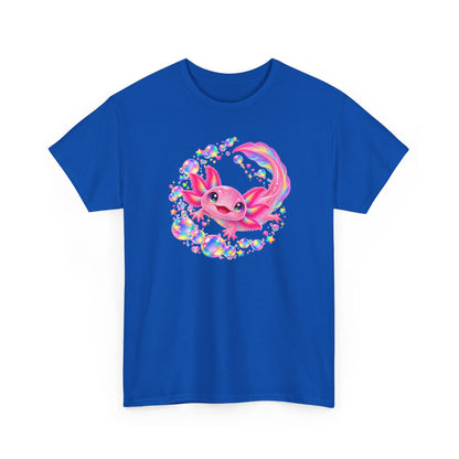 Bubblegum Axolotl in Rainbow Bubbles T-Shirt