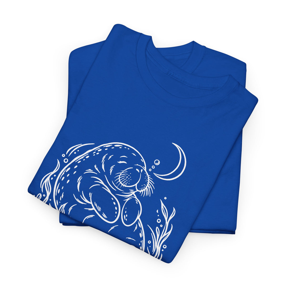 Sleepy Manatee Under a Crescent Moon T-Shirt