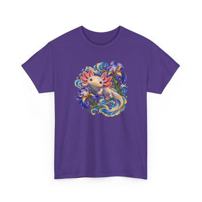 Axolotl Among Swirling Purple Irises T-Shirt