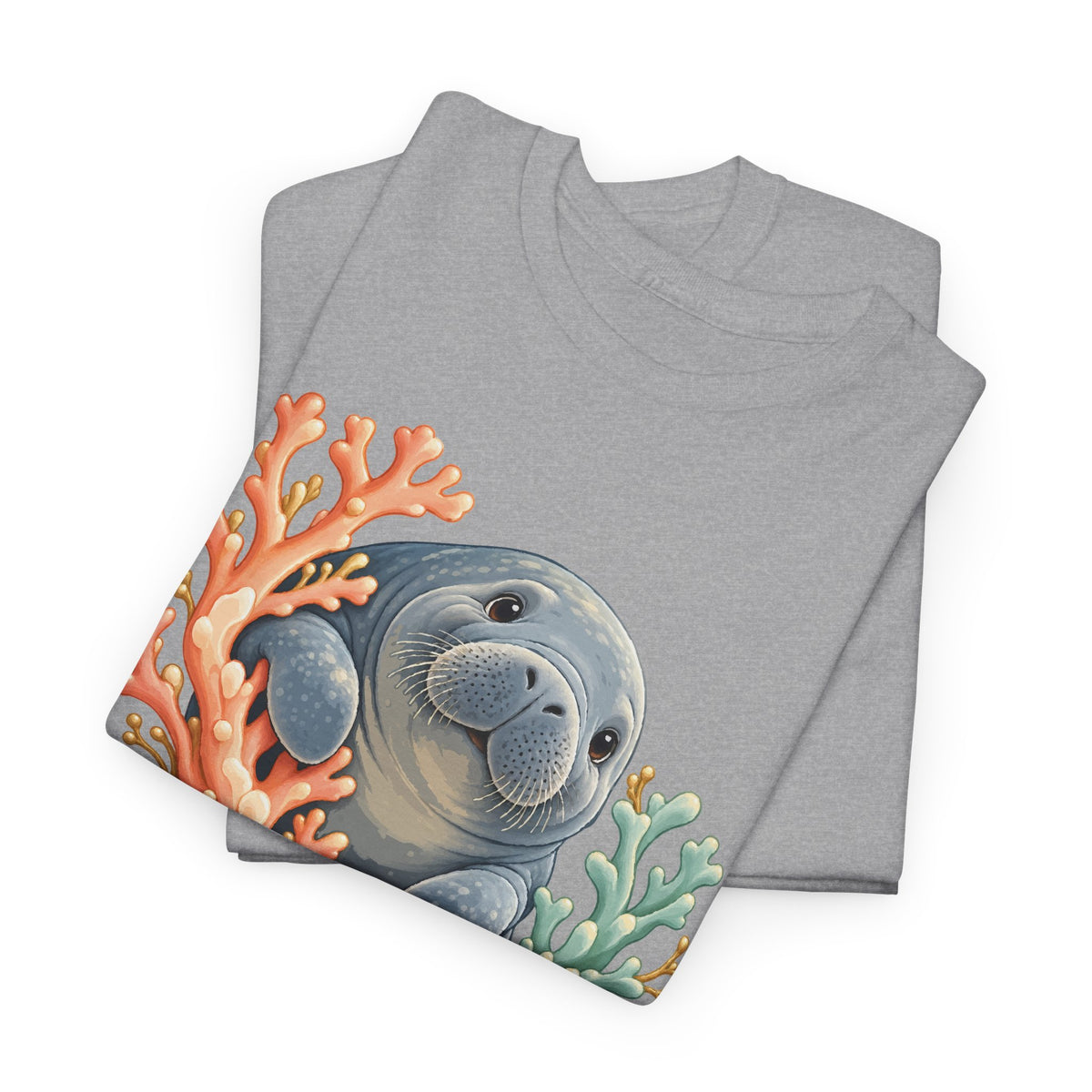 Chubby Mermaid Coral Curiosity Manatee T-Shirt