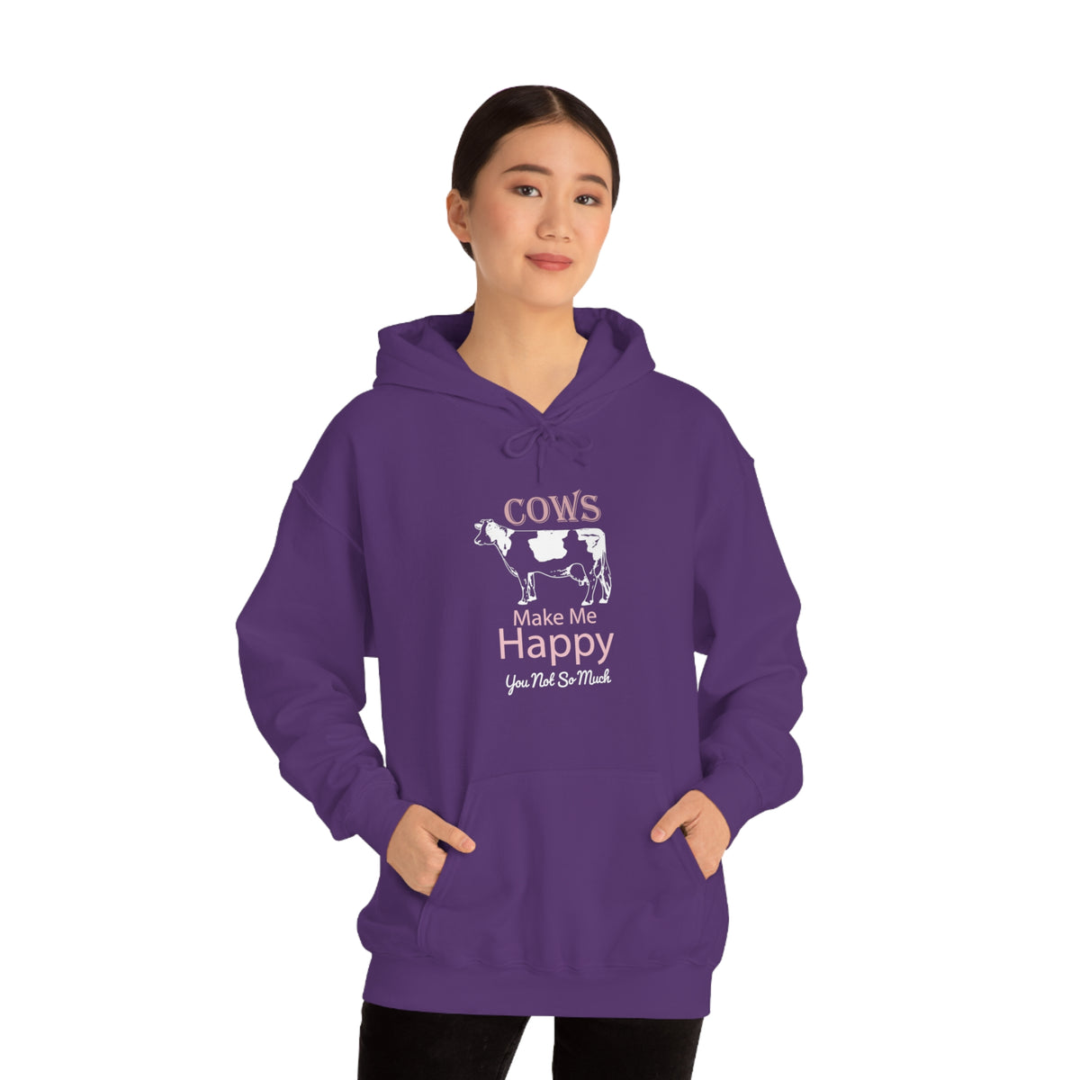 Cow Happy - Heavy Hooded Sweatshirt