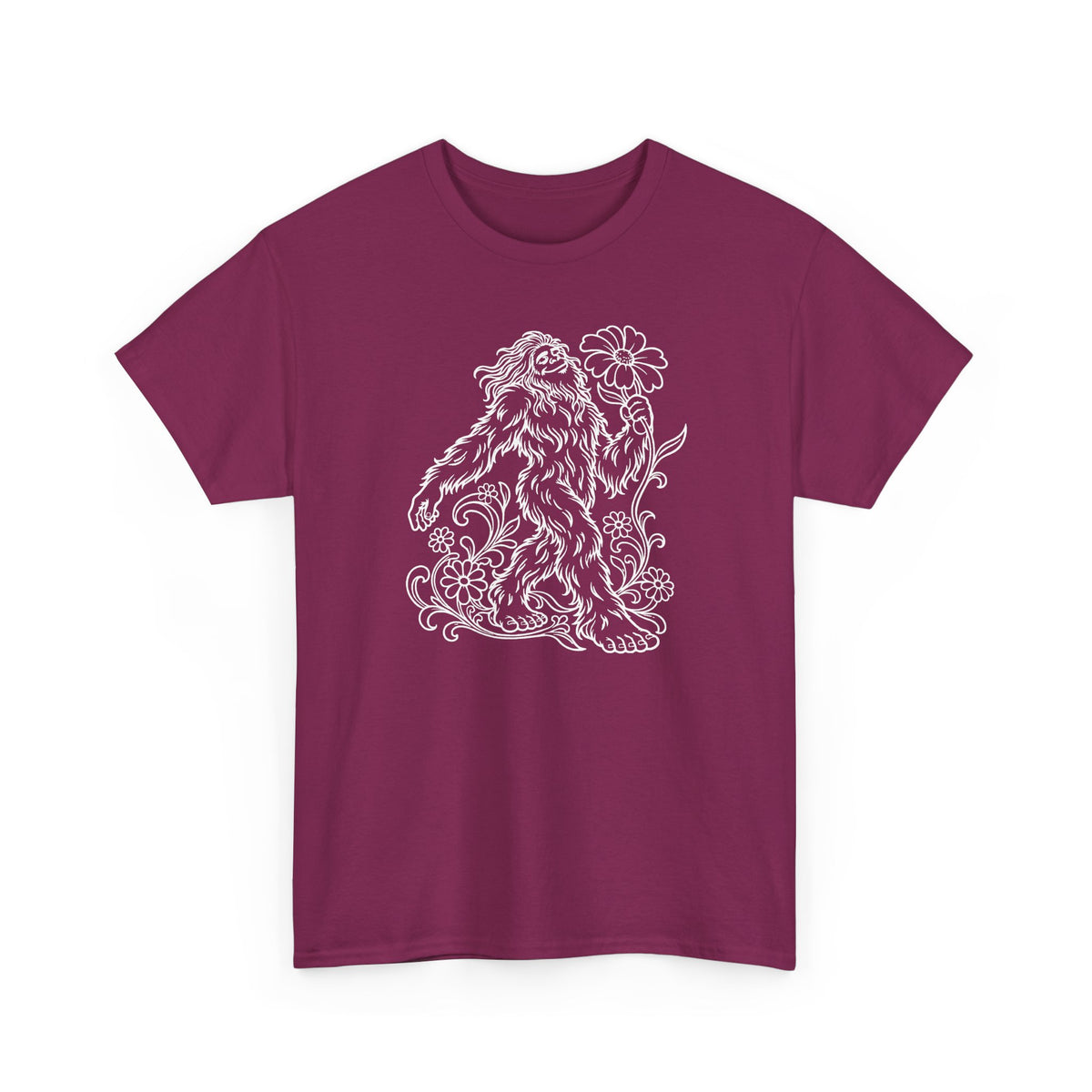 Swaying Sasquatch with a Flower T-Shirt