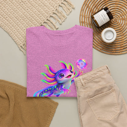 Neon Axolotl Reaching for a Bubble T-Shirt